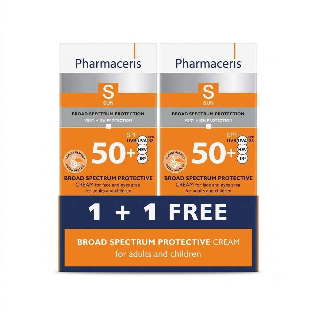 [SANA-010] واقي شمس فارماسيريس — Pharmaceris S Broad Spectrum Protective Cream SPF50+ 1+1 — 2×50ml